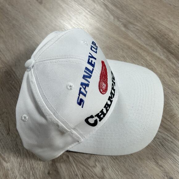 Vintage 1998 Detroit Red Wings Hat Snapback NHL White Stanley Cup Logo 7 Cap - Picture 8 of 8